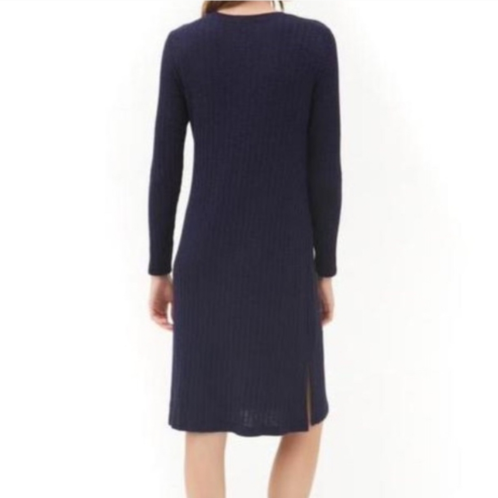 Michael Stars Dress Ivy Ribbed Crewneck Midi Dress Moziac Blue Medium - Picture 3 of 10